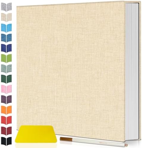 Artfeel Photo Album Self Adhesive Scrapbook,60 Pages Large Photo Book for 4x6,5x7,8x10 Pictures,DIY Album for Baby Wedding Family Travel Birthday,with Metallic Pen and Scraper
