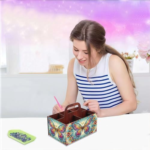 LSQFS Butterfly Multi-Grid Diamond Painting Storage Box with Handle