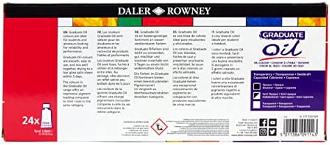 Daler Rowney Graduate 22ml Oil Paint Set, 24 Assorted Colours, High Lightfastness, For Student Artists & Hobbyists