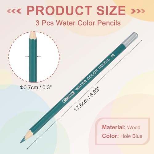 PATIKIL Watercolor Pencils, Hole Blue Color Pencil Set Sketch Coloring Drawing Colored Pencils Bulk Artist Drawing Supplies for Adult Coloring Book Blending, 3 Pcs