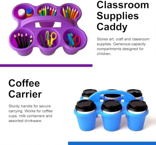 6-Pack Classroom Caddy Organizer with Handle, Vibrant Multicolor