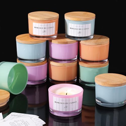 12 Pcs 4 oz Assorted Glass Candle Jars with Lids& Labels for Candle Making