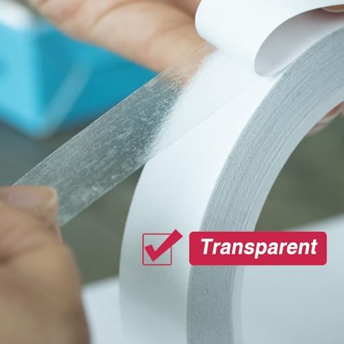 Double Sided Tape for Crafts,6 Rolls Multi-Size Thin Double-Sided Adhesive Tape for Scrapbooking,Card Making,Arts,Photo,Paper Backing(82Ft Per Roll)