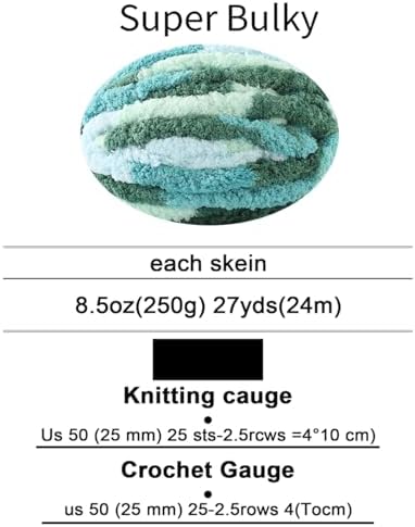 Chunky Yarn for Hand Knitting, No7 Thick Yarn, 250Grams 32Yards, Pack of 4, Perfect for Knitters and Crafters (sea ofclouds)