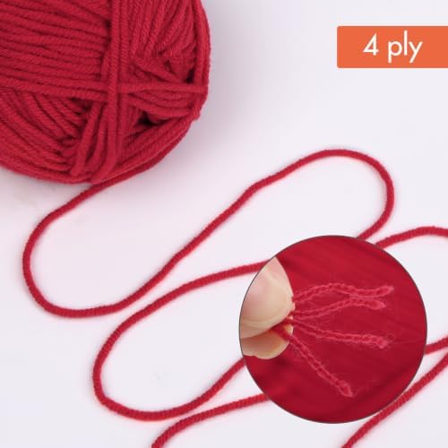 NICEEC 300g Soft Assorted Colors Yarn 100% Acrylic 870yds -Red51#