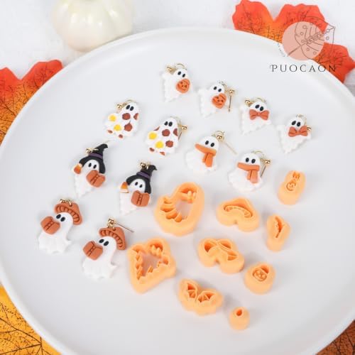 Puocaon Halloween Ghost Polymer Clay Cutters for Jewelry Earring Making