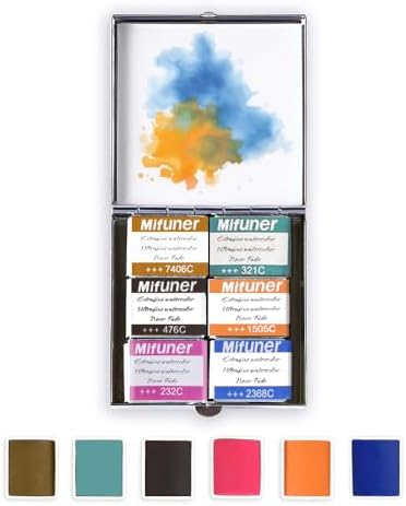 Mini Portable Handmade Artist Watercolor Paint,6 Colors Solid Watercolor