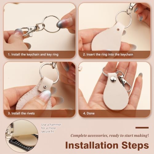 20 Pcs Leather Keychain Blanks, Leather Key Chain Crafting Engraving Kit