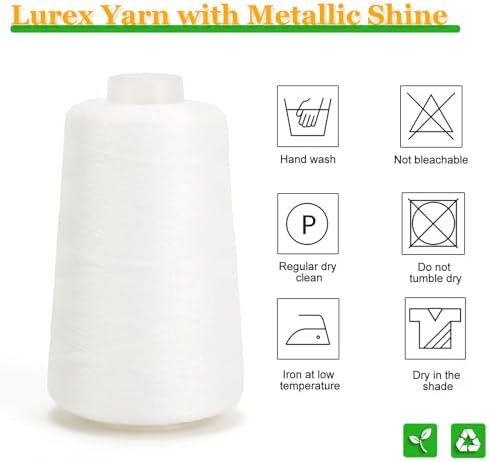 Metallic Crochet Thread, 80g Lurex Yarn for Charms(White)