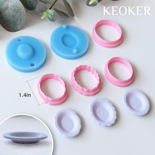 Keoker Scalloped Edge Plate Polymer Clay Cutters and Clay Earring Molds, 3D Plate Clay Molds, 6 Petal Edge Plate Shape Polymer Clay Earring Cutters