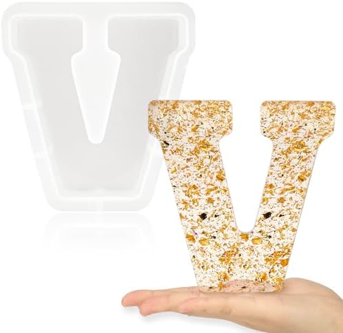Gartful 7 Inch Large Letter Molds for Resin, 3D V Capital Alphabet Epoxy Resin Mold, A to Z Thick Resin Letter Molds for Making Letters, Word Sign Art, DIY Crafts, Making Cake, Party Home Decor