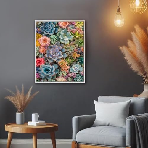 Amaieuin Succulent Paint by Numbers Kits for Adults,Canvas Paint by Numbers for Adults,Succulent Paint by Number Adult for Gifts and Home Wall 20x16in
