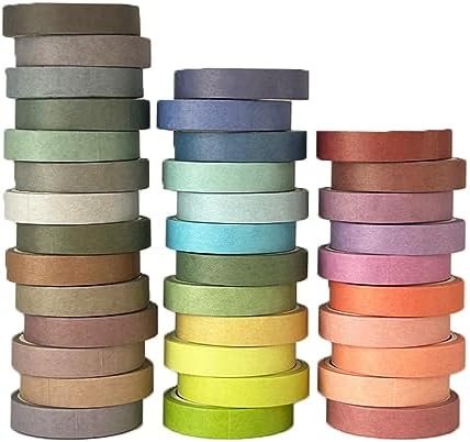 36 Rolls Washi Tape Set, Pastel Washi Tape Colorful Masking Tape 10mm Wide, Decorative Tape for Bullet Journal, Book, Planner, Scrapbooking, DIY Arts Crafts