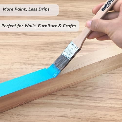 King Origin 1 Inch Angled Paint Brushes 12 PCS Wood Handle