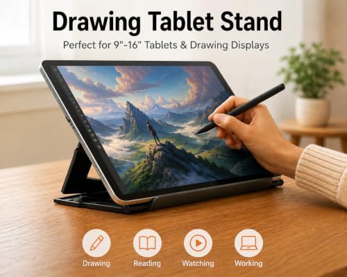 MAX SMART Tablet Drawing Stand, Digital Drawing Pad Stand, Foldable, Adjustable for 9 to 16 Inches Graphics Drawing Monitors Art Tablets