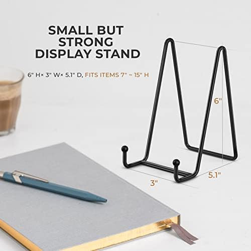 TR-LIFE 4 Pack 6 Inch Plate Display Stands -Picture Holder Stand for Decorative Plate, Book, Photo Frame Easel (Black)