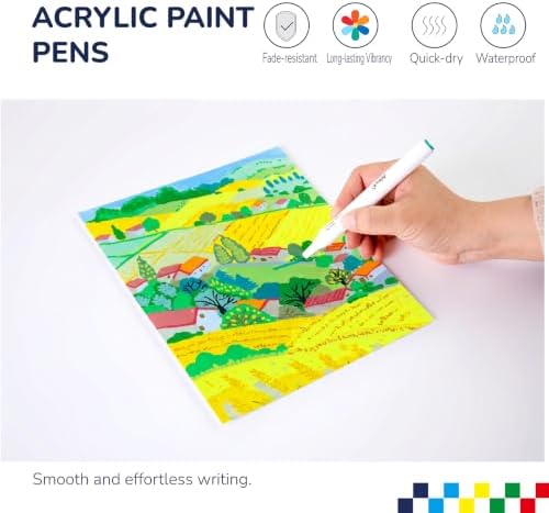 Artkey Acrylic Paint Markers 80 Colors, Dual Tip Acrylic Paint Pens with Brush and Fine Tips, Acrylic Markers Set for Rock Painting, Wood, Canvas, Glass, Ceramic, Stone, Fabric, Plastic, DIY Crafts