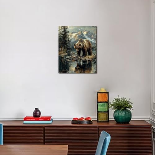 TUMOVO DIY Painting by Numbers for Adults, Bear Paint by Numbers, 16x20 Inch Adults Paint by Number Kits for Beginners on Canvas, Color by Number Art Craft Kits(Framed)