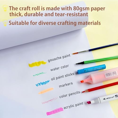 XDONEF Wooden Tabletop Paper Roll Dispenser with Roll 11.4inx98.4ft and Pencil Cups Craft Art Paper Roll Holder for Kids Desktop Easel for Drawing Painting Home Classroom
