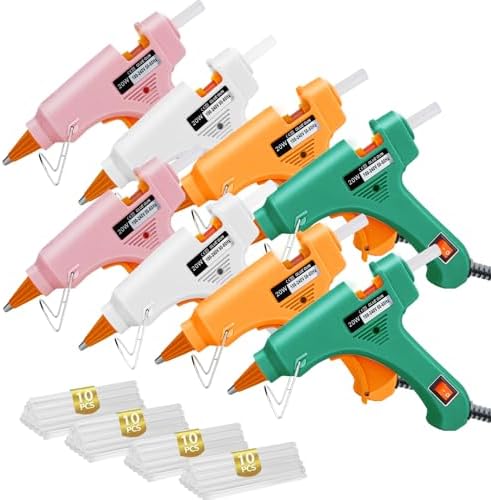 Hot Glue Gun Kit, Hot Glue Gun with 40 Glue Sticks, 8 Pack Craft Glue Gun Kit, Mini Hot Melt Glue Gun for Kids, Crafts, Glass, DIY Arts, School, Home Projects - Multicolor