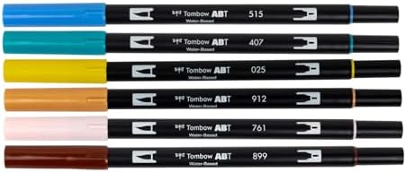 Tombow 72561 Dual Brush Pen Art Markers, Manga Illustration, Bird 6-Pack