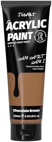 JusArt Acrylic Paint Chocolate Brown Tubes 250ml (8.45 oz)