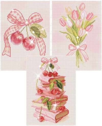 Gemozaic 3 Pack Pink Bow Diamond Art Kits for Adults, 12 x 16 Inch