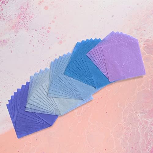 Natural Fiber Mulberry Paper Sheets 6 x 6 Inches, 50 PCS Handmade Craft Paper for Origami, Scrapbooking, Card Making, DIY Decoration, Mixed Media Art (Pastel Color, 6x6 Inch)