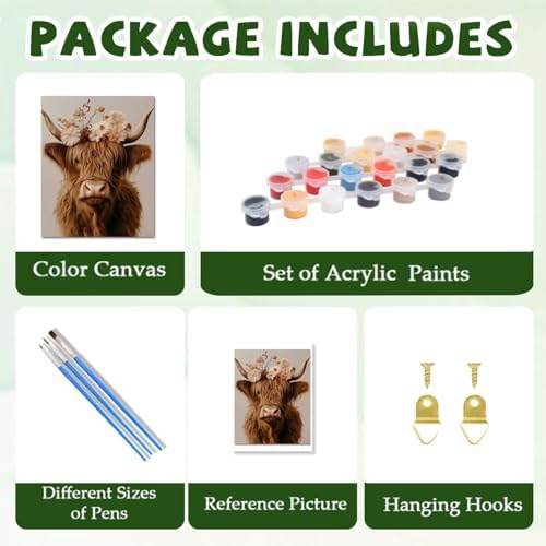 ICYANART Cow Paint by Numbers Kit for Adults, Adult Paint by Number Kits | Lighthouse Paint by Number for Adults Beginners, Acrylic Painting by Numbers, Easy Paint by Numbers for Gift Home Decor