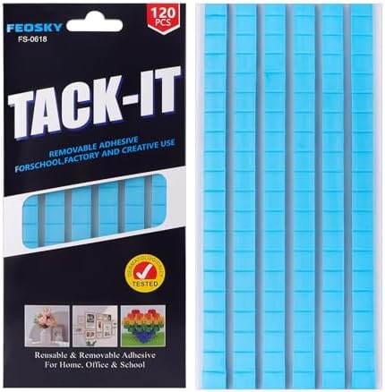 Feosky Adhesive Poster Sticky Tack Putty, Reusable and Removable Adhesive Putty, 120PCS, Mounting Putty for displaying Wall Paintings, Museum Art Photography, Picture, Crafts (Blue, Pack of 1)