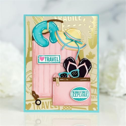 Patchwork Travel Suitcase Metal Cutting Dies for Card Making