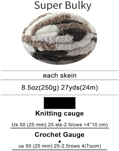 Chunky Yarn for Hand Knitting, No7 Thick Yarn, 250Grams 32Yards, Pack of 4, Perfect for Knitters and Crafters (Coffee Skilled Heart)