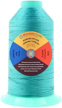 Mandala Crafts Size 277 840D T270 Turquoise Bonded Nylon Thread, 800 YDs