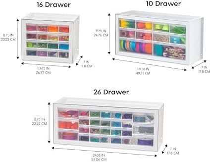 IRIS USA 26-Drawer Teacher Toolbox, Building Bricks Craft Storage, White