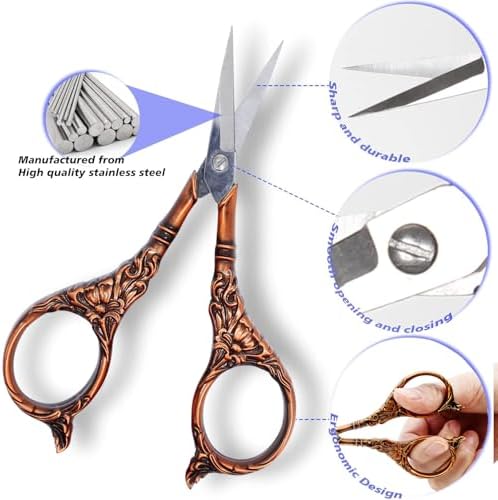 BIHRTC 4.5Inch Vintage Crochet Embroidery Scissors Small Sharp Pointed