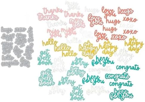 Scrapbooking Die-Cuts for Card Making, Christmas Metal Cutting Dies, Paper Craft Punch Template, Background Embossing Stencils, DIY Album Décor (Words A-14.6x11.5cm)