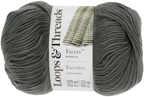 Loops & Threads Facets Yarn - Yarn for Knitting, Crochet, Weaving, and Arts & Crafts - Gray, Acrylic, 3.5 oz