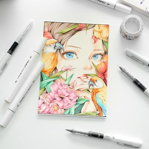 Ohuhu 9 Sizes Liquid Micro Fineliner Drawing Pens | Pigment Black Ink Water-proof Alcohol-proof Assorted Point Tips Smooth Writing Sketching Journaling Anime Artist Beginners