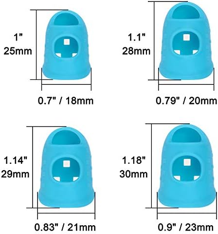 Wisdompro 16 Pcs Finger Tips, 4 Sizes Thimble Fingertip Grips - Blue, Aqua