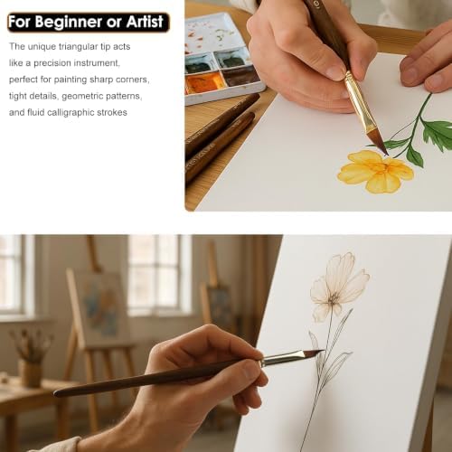 Wedge Paint Brushes Set, Triangle Detail Brushes for Watercolor Painting