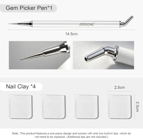 JODSONE Rhinestone Picker Tool,Dual-Ended Rhinestone Applicator Pen with Clay for Nail Art, Diamond Painting, Jewelry Making and Other DIY Crafts