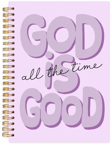 Yhtrg Purple Preppy God Is Good Notebooks, Brown Christian Spiral Notebook Gift for Women, Bible Journaling Notebooks for Office School Supplies, 5.5x8.3 Inch