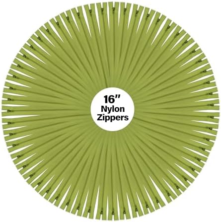 Mandala Crafts 80 PCs Dill Green Closed-End 16 in Nylon Zippers for Sewing
