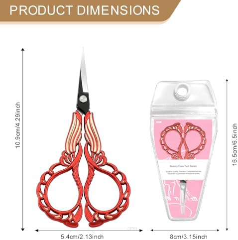Premium Embroidery Scissors, Stainless Steel Sewing Scissors for Cross Stitch, Needlework, Fabric Cutting, Thread Snips, DIY Craft, Iridescent Color, Vintage Design