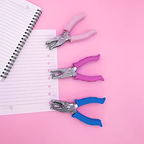 Single Hole Punch 1/4” Paper Hole Puncher for Crafts, One Hole Punch with Pink Soft Grip Handle, Small Hole Punchs or Kids and Adults, Handheld Circle Punch for Paper Crafts in Home, Office,Classroom