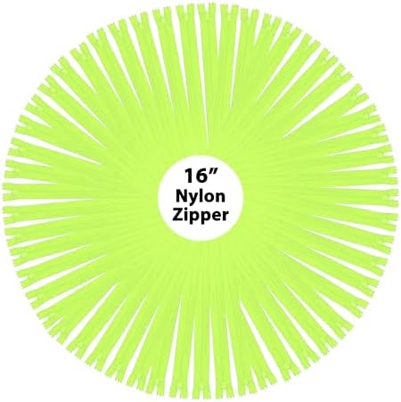 Mandala Crafts 80 PCs Lime Green Closed-End 16 in Nylon Zippers for Sewing