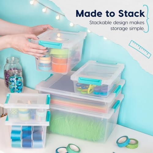 IRIS USA Storage Bins with Lids |Made in USA| 2 Qt - (6-Pack) - Clear