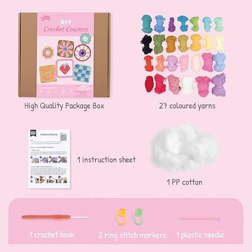 HOUSE CREATIVITY Crochet Kit for Beginners Adults - Complete Set with 20 Colors Yarn, Video Tutorials, Hooks | Learn to Crochet DIY Craft Kit for Women & Adults