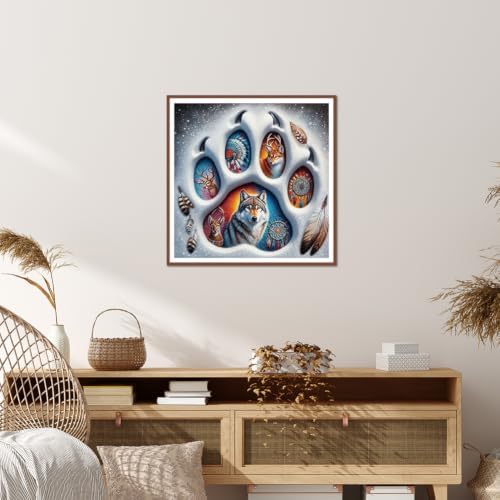 KUKUDEM Wolf Diamond Painting Kits for Adults, Diamond Art Kits 12x12inch