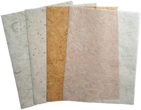 50 Sheets A4 Mulberry Paper, Natural Fiber Paper with Pressed Leaves,Flowers,Grass Thin Washi Craft for Card Making, Scrapbooking, Journaling, Origami & DIY Art(Natural leaves etc,, A4)